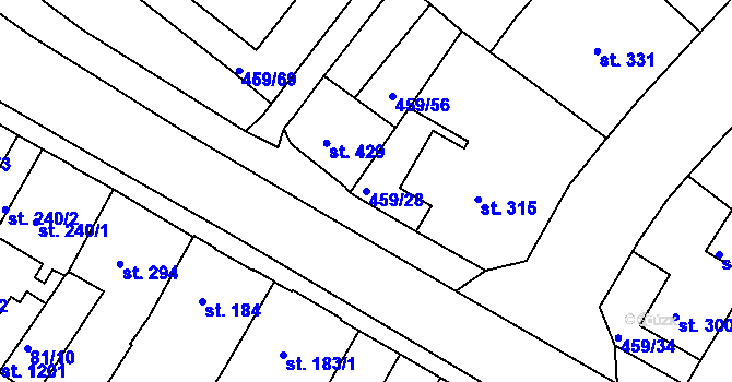 Parcela st. 459/28 v KÚ Františkovy Lázně, Katastrální mapa
