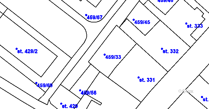 Parcela st. 459/33 v KÚ Františkovy Lázně, Katastrální mapa