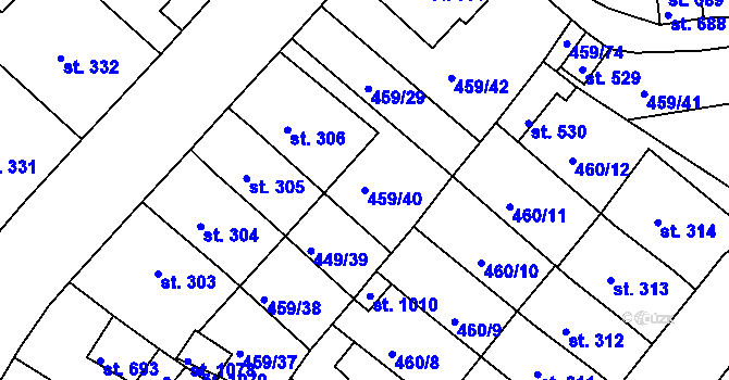 Parcela st. 459/40 v KÚ Františkovy Lázně, Katastrální mapa