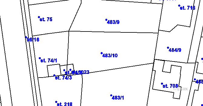 Parcela st. 483/10 v KÚ Františkovy Lázně, Katastrální mapa
