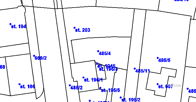 Parcela st. 485/4 v KÚ Františkovy Lázně, Katastrální mapa