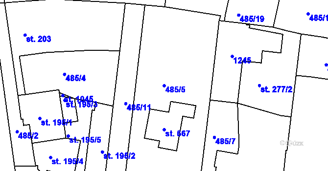 Parcela st. 485/5 v KÚ Františkovy Lázně, Katastrální mapa