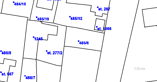 Parcela st. 485/6 v KÚ Františkovy Lázně, Katastrální mapa