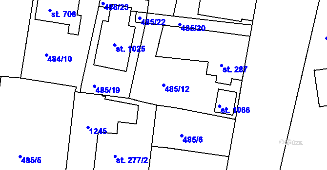 Parcela st. 485/12 v KÚ Františkovy Lázně, Katastrální mapa