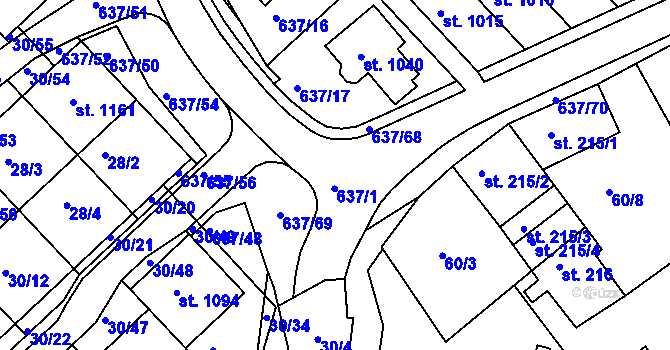 Parcela st. 637/1 v KÚ Františkovy Lázně, Katastrální mapa