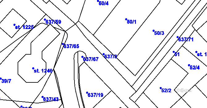 Parcela st. 637/3 v KÚ Františkovy Lázně, Katastrální mapa