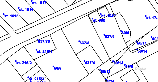 Parcela st. 637/5 v KÚ Františkovy Lázně, Katastrální mapa