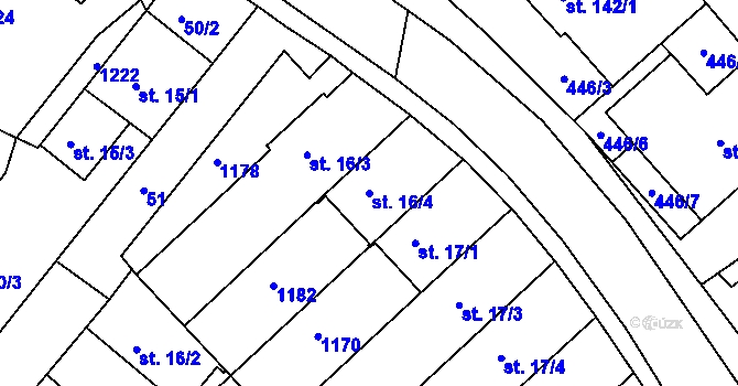 Parcela st. 16/4 v KÚ Františkovy Lázně, Katastrální mapa