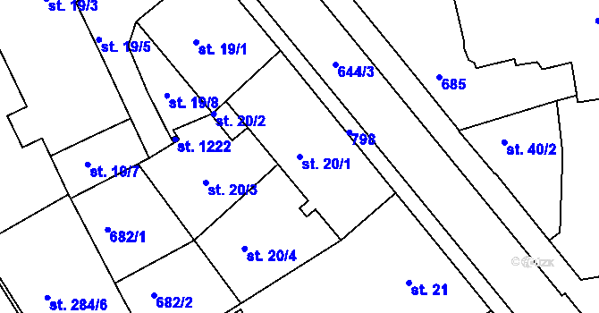 Parcela st. 20/1 v KÚ Františkovy Lázně, Katastrální mapa