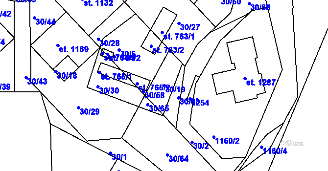 Parcela st. 30/19 v KÚ Františkovy Lázně, Katastrální mapa