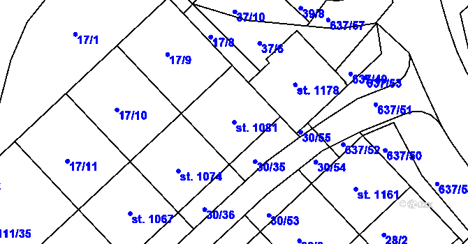Parcela st. 1081 v KÚ Františkovy Lázně, Katastrální mapa