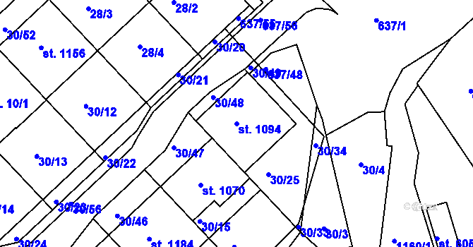 Parcela st. 1094 v KÚ Františkovy Lázně, Katastrální mapa