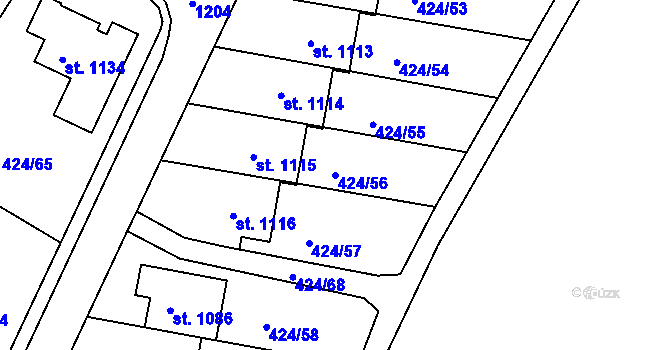 Parcela st. 424/56 v KÚ Františkovy Lázně, Katastrální mapa