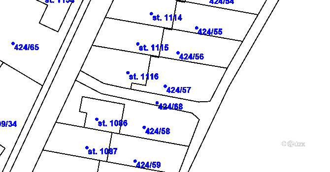 Parcela st. 424/57 v KÚ Františkovy Lázně, Katastrální mapa