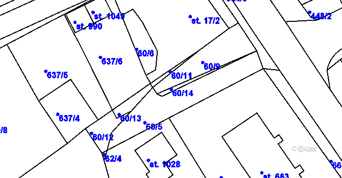 Parcela st. 60/14 v KÚ Františkovy Lázně, Katastrální mapa