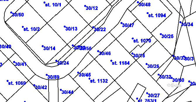 Parcela st. 30/46 v KÚ Františkovy Lázně, Katastrální mapa
