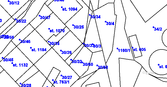 Parcela st. 30/33 v KÚ Františkovy Lázně, Katastrální mapa