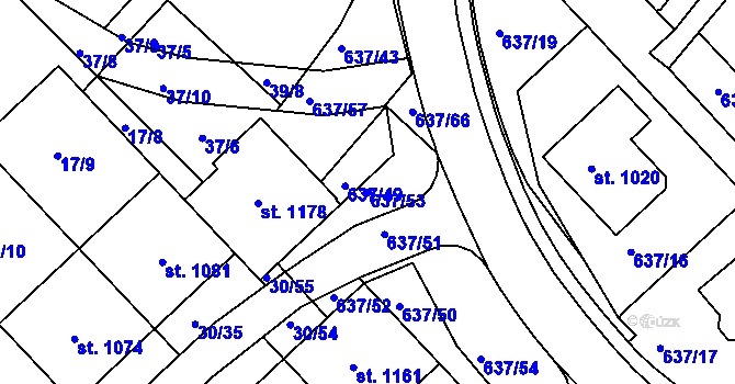 Parcela st. 637/53 v KÚ Františkovy Lázně, Katastrální mapa
