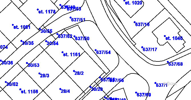 Parcela st. 637/54 v KÚ Františkovy Lázně, Katastrální mapa
