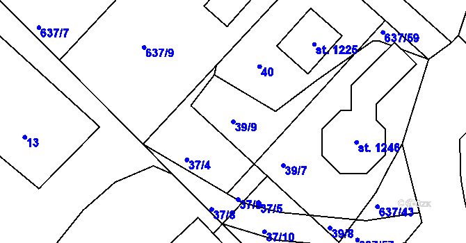 Parcela st. 39/9 v KÚ Františkovy Lázně, Katastrální mapa