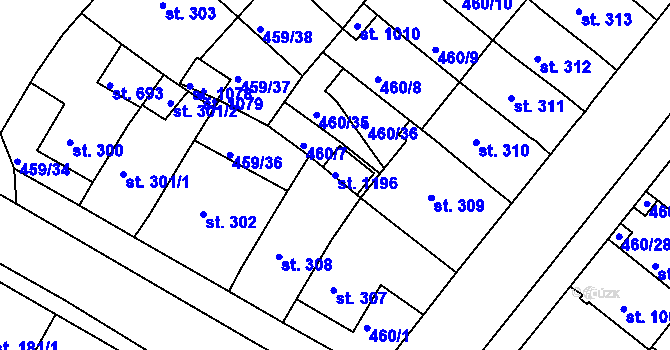 Parcela st. 1196 v KÚ Františkovy Lázně, Katastrální mapa