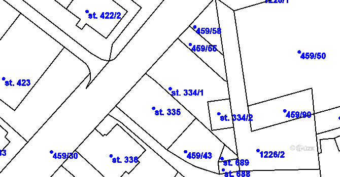 Parcela st. 334/1 v KÚ Františkovy Lázně, Katastrální mapa