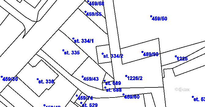 Parcela st. 334/2 v KÚ Františkovy Lázně, Katastrální mapa