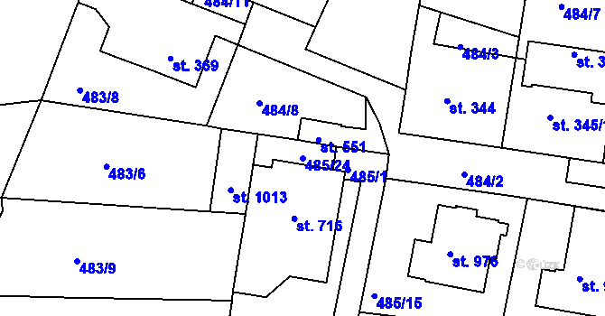 Parcela st. 485/24 v KÚ Františkovy Lázně, Katastrální mapa