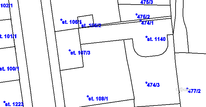 Parcela st. 107/4 v KÚ Františkovy Lázně, Katastrální mapa