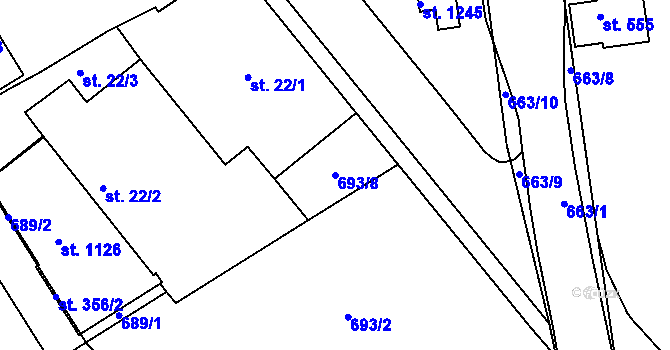 Parcela st. 693/8 v KÚ Františkovy Lázně, Katastrální mapa