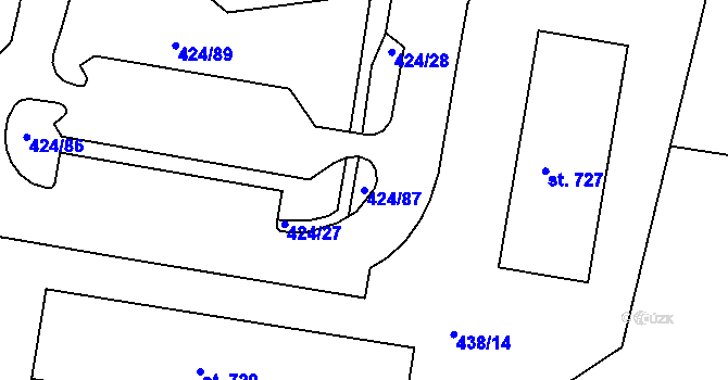 Parcela st. 424/87 v KÚ Františkovy Lázně, Katastrální mapa