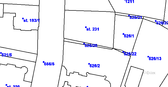 Parcela st. 526/26 v KÚ Františkovy Lázně, Katastrální mapa