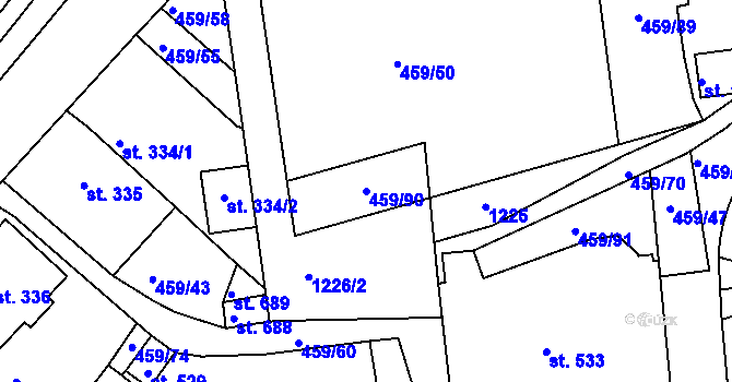 Parcela st. 459/90 v KÚ Františkovy Lázně, Katastrální mapa