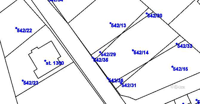 Parcela st. 542/29 v KÚ Františkovy Lázně, Katastrální mapa