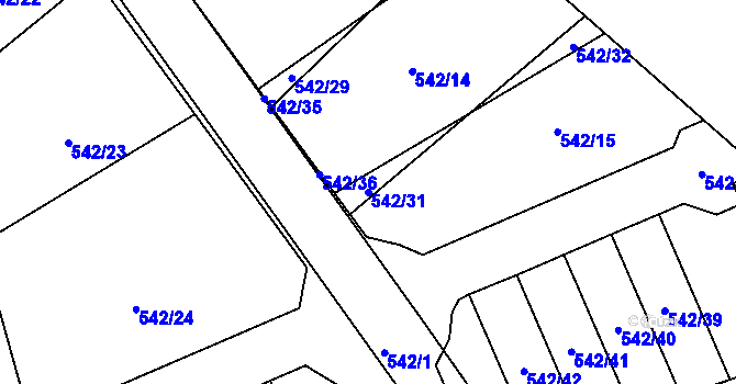 Parcela st. 542/31 v KÚ Františkovy Lázně, Katastrální mapa