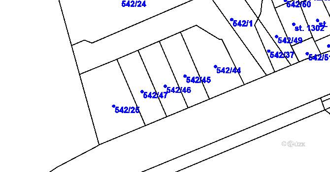 Parcela st. 542/46 v KÚ Františkovy Lázně, Katastrální mapa