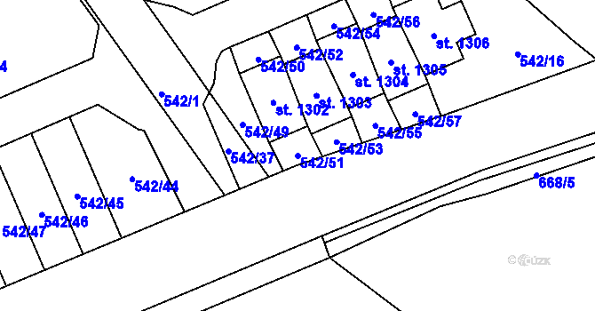 Parcela st. 542/51 v KÚ Františkovy Lázně, Katastrální mapa