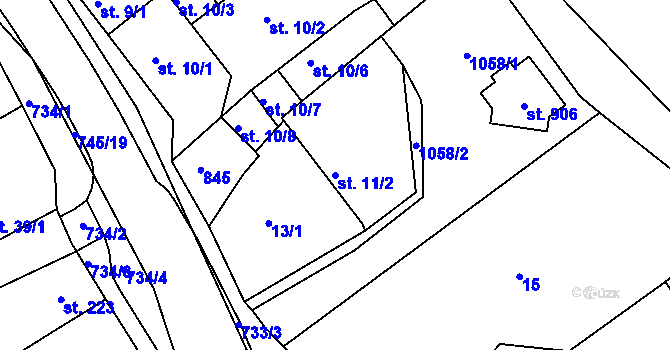 Parcela st. 11/2 v KÚ Horní Lomany, Katastrální mapa