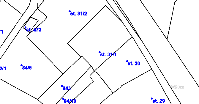 Parcela st. 31/1 v KÚ Horní Lomany, Katastrální mapa