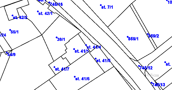 Parcela st. 41/4 v KÚ Horní Lomany, Katastrální mapa
