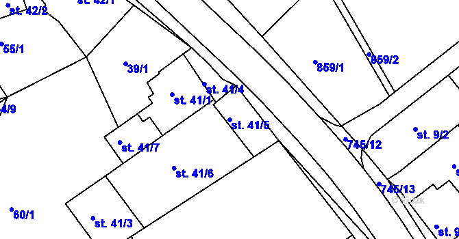 Parcela st. 41/5 v KÚ Horní Lomany, Katastrální mapa
