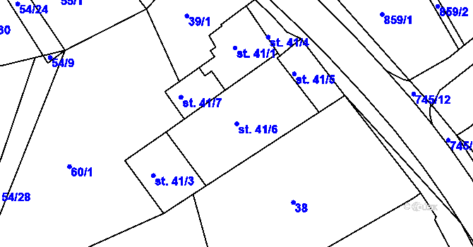 Parcela st. 41/6 v KÚ Horní Lomany, Katastrální mapa