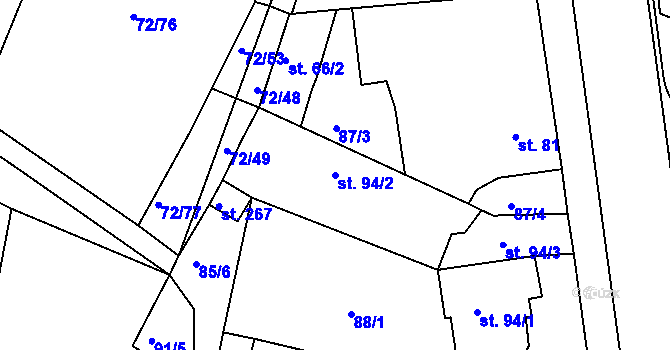Parcela st. 94/2 v KÚ Horní Lomany, Katastrální mapa
