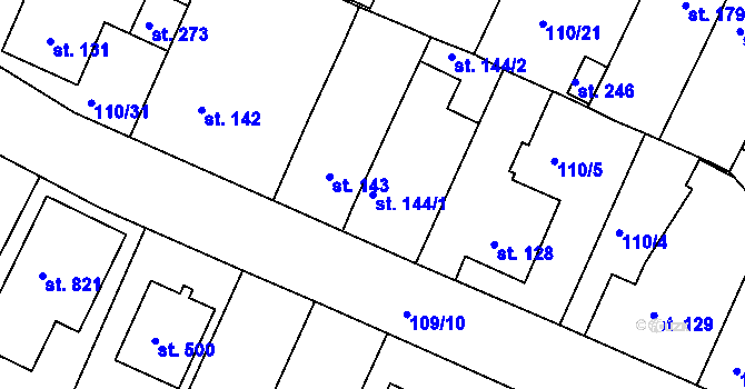 Parcela st. 144/1 v KÚ Horní Lomany, Katastrální mapa
