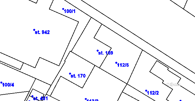 Parcela st. 169 v KÚ Horní Lomany, Katastrální mapa