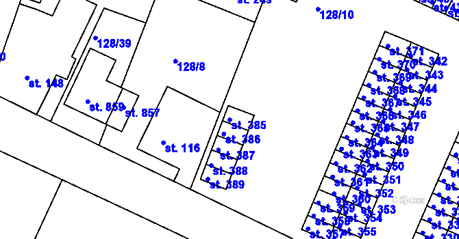 Parcela st. 385 v KÚ Horní Lomany, Katastrální mapa