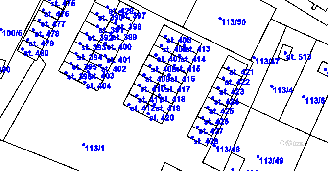 Parcela st. 417 v KÚ Horní Lomany, Katastrální mapa