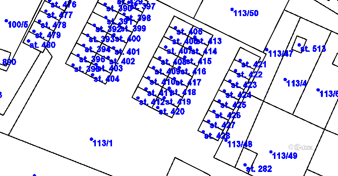 Parcela st. 418 v KÚ Horní Lomany, Katastrální mapa