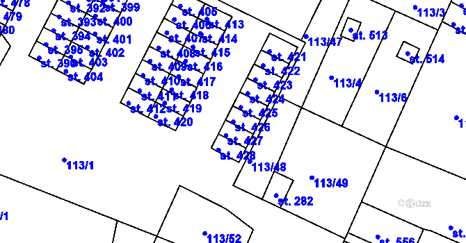 Parcela st. 426 v KÚ Horní Lomany, Katastrální mapa