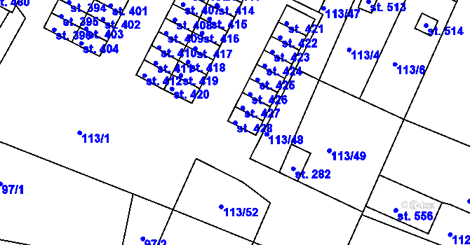 Parcela st. 428 v KÚ Horní Lomany, Katastrální mapa
